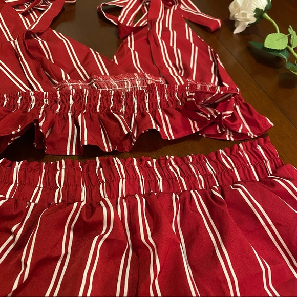 COPY - SHEIN red striped shorts set size M, NWOT 🤎 - Picture 10 of 15